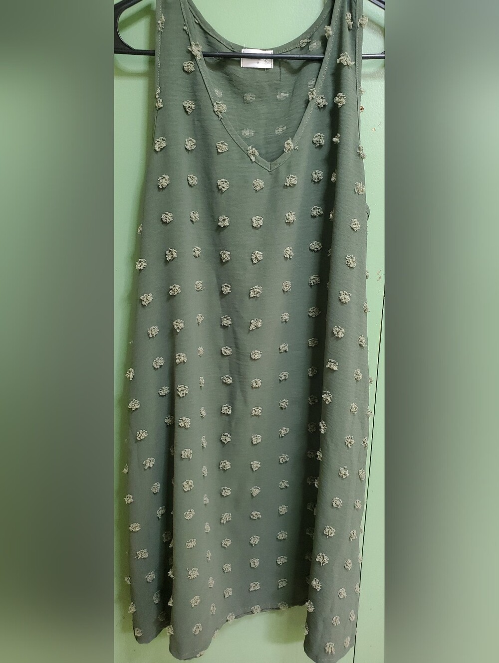 Women's Olive Green Pom-Pom Midi Dress